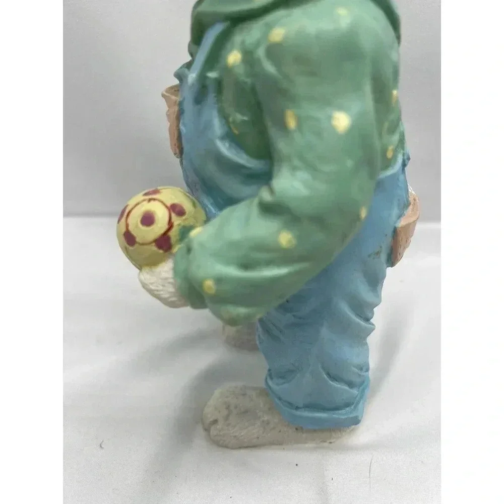 Vintage Bunny Rabbit Figurine Painting Egg Blue Overalls Easter Spring